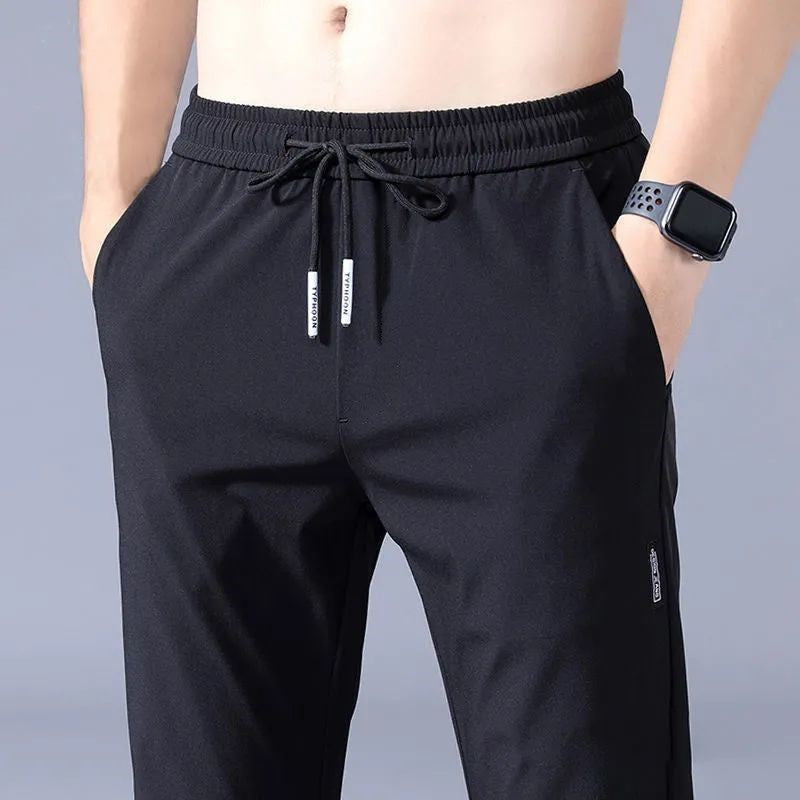 2024 Summer men's casual pants slim fit thin Korean version ice silk pants Jinlun sports pants straight tube quick drying pants