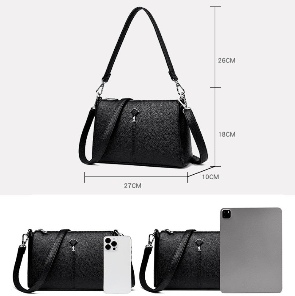 Top Quality Pu Leather Female Crossbody Three Layers Pockrts Bag Elegant Shoulder Bags for Women Casual Purses and Handbags Sac