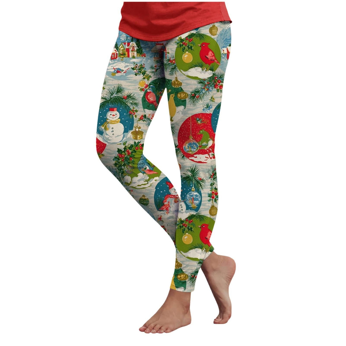3d Cartoon Pattern Christmas Women's Leggings High Waist Slim Stretch High Waist Tights New Year Home Party Pant Bottom Legging