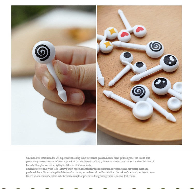 10/30/50Pcs Mini Skewers Cute Cartoon Eyes Kawai Lunch Bento Box Food Fruit Picks Fork Sticks Buffet Sandwich Toppers Decor fork