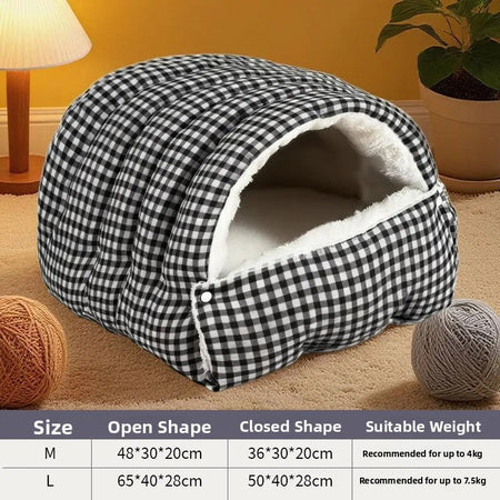 Thiened Warm Winter House Semi-Closed Dog House Detachable Waable Pet Mat Se Feeling Pet Bed for s And Dogs