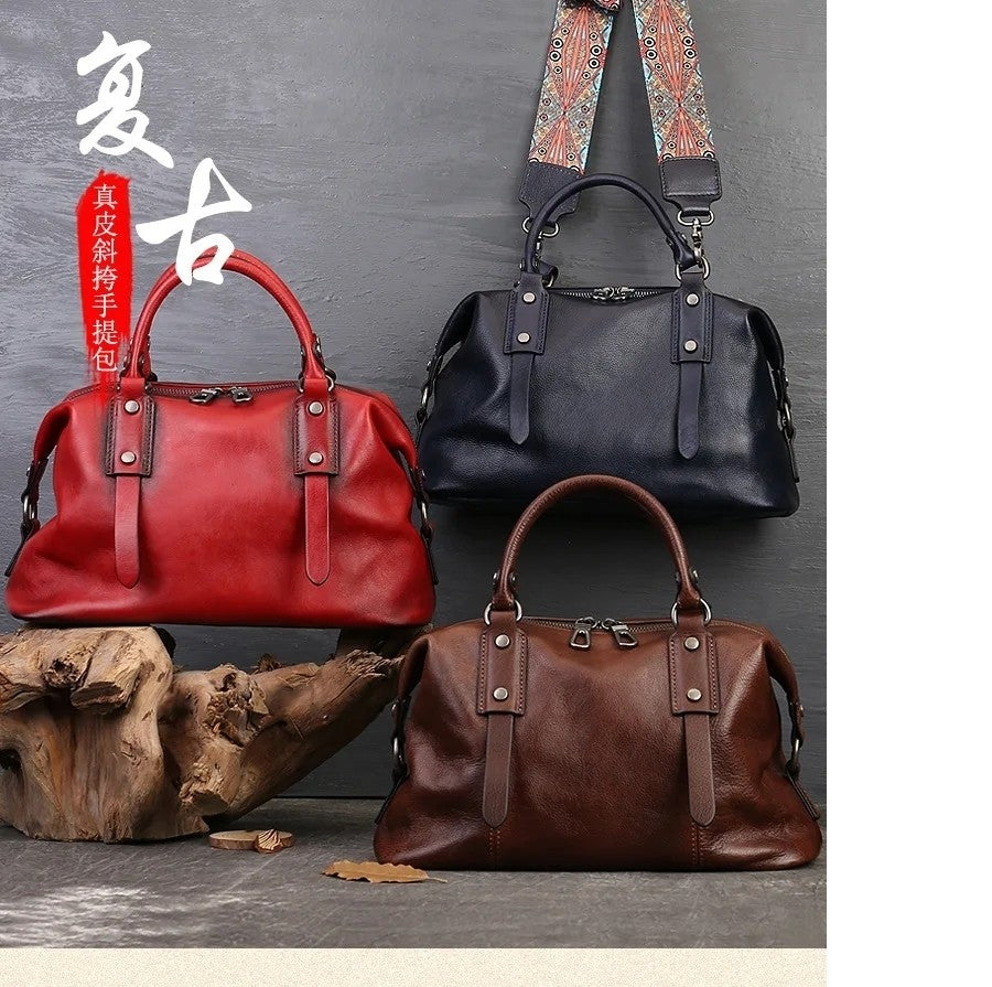 MOTAORA 2025 New Genuine Leather Satchel Tote Bag Top Handle Handbag Designer Shoulder Bag Large Capacity Cross Body Bag Vintage