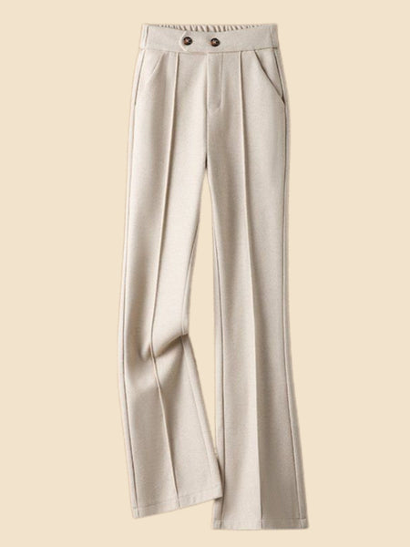 Faionable Thiened Woolen Flared Pants High Waist Casual Trousers for Women Autumn Winter New Sle Slimming Wide Leg Pants