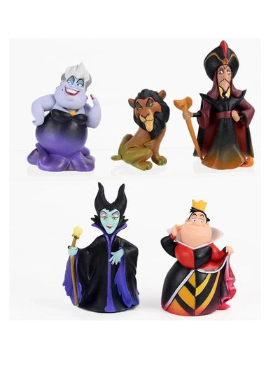 Disney Anime 5Pcs/Set Red Queen Villains Maleficent Jafar Ursula Vinyl Action Figure Model Toys For Children Christmas Gift