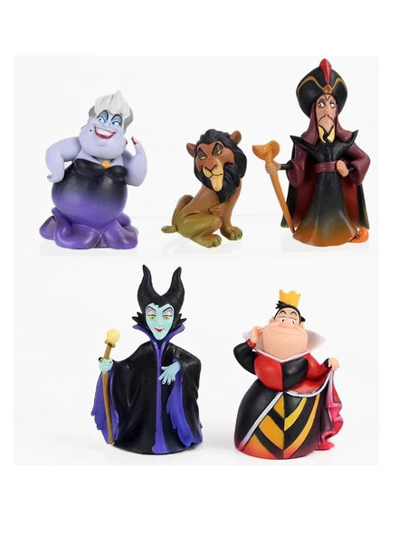 Disney Anime 5Pcs/Set Red Queen Villains Maleficent Jafar Ursula Vinyl Action Figure Model Toys For Children Christmas Gift