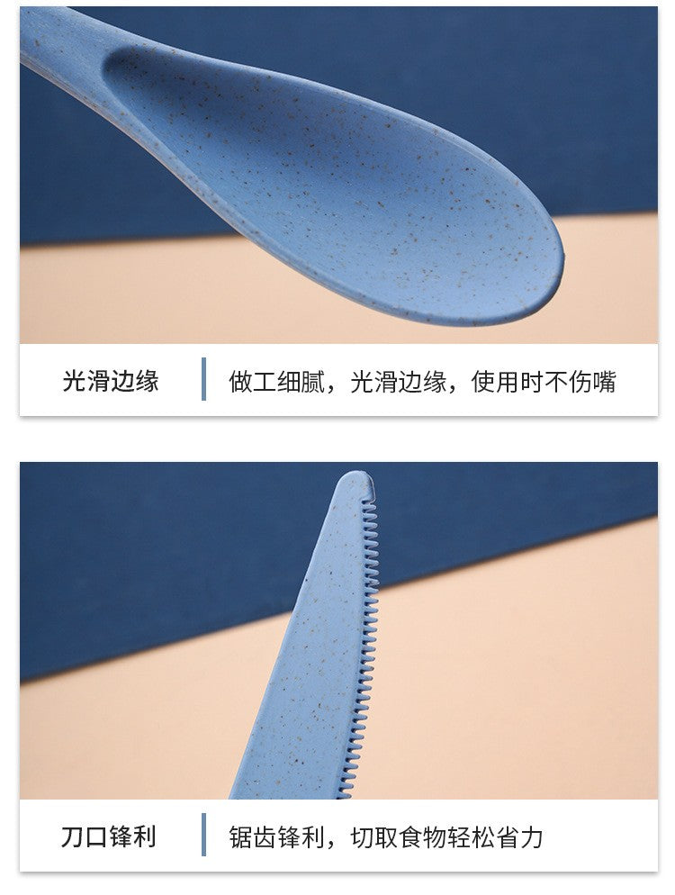 Creative portable cutlery box knife, fork and spoon set plastic student canteen travel portable three-piece set