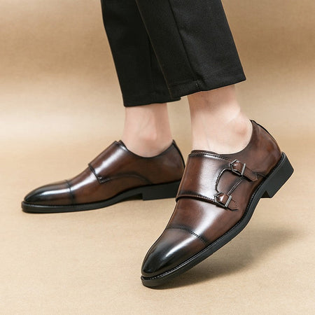 Large size men's three-point casual leather shoes men's leather business gentleman British style dress men Mengke shoes
