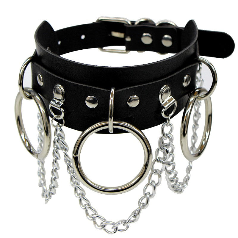 Woman Black Punk Choker Collar Necklace Sexy PU Leather Heart Lock Key Spike Chocker Gothic Cosplay Accessories Party Jewelry