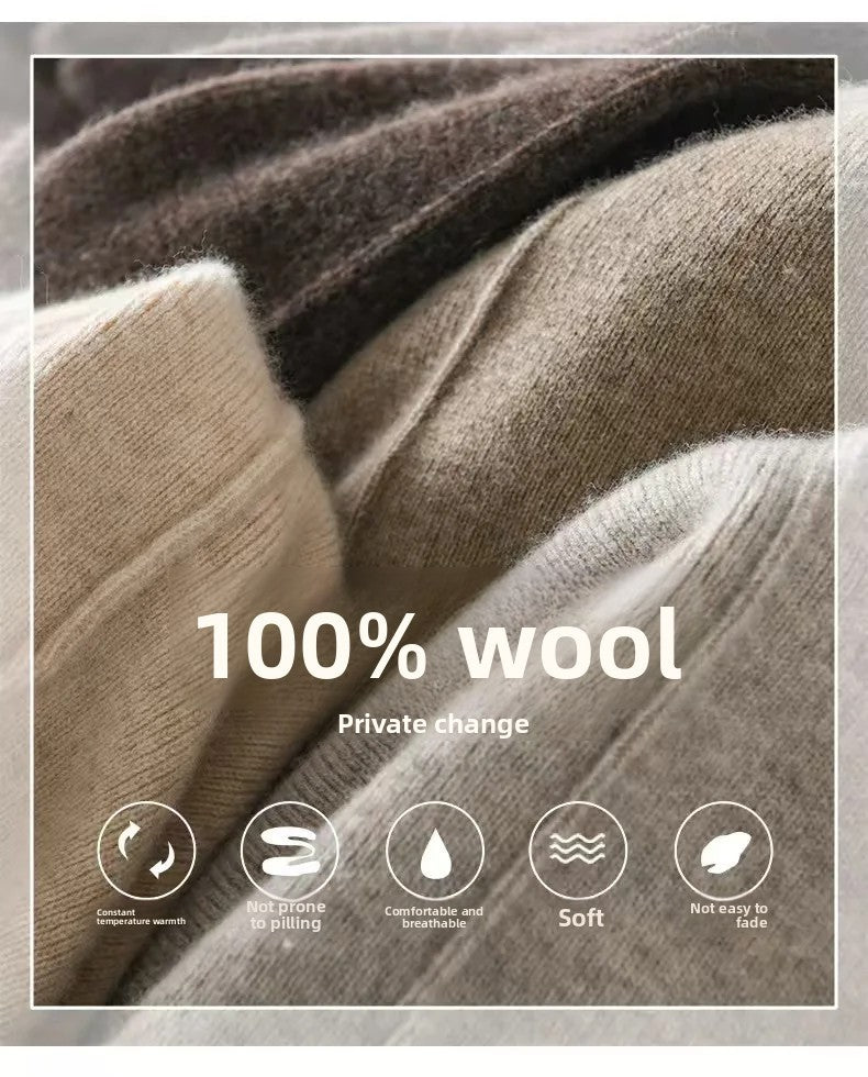 High Waist Knitted Woolen Wide Leg Pants Autumn Winter New Style Drapey Floor-Length Casual Trousers Skin-friendly Warm