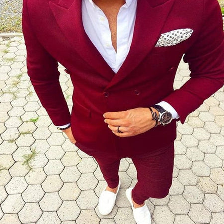 CustomizedFashion Brown Groom Tuxedos Peak Lapel Groomsmen Mens Wedding Dress Excellent Man Jacket Blazer Business Suit(Jacket+P