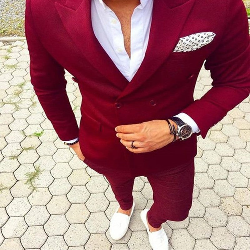 CustomizedFashion Brown Groom Tuxedos Peak Lapel Groomsmen Mens Wedding Dress Excellent Man Jacket Blazer Business Suit(Jacket+P