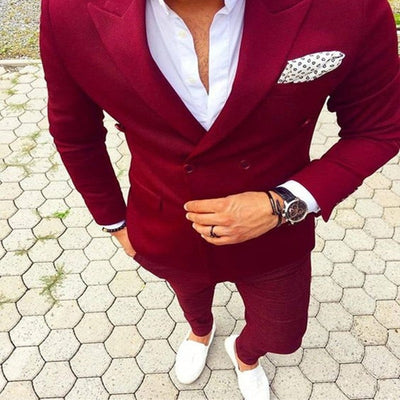 CustomizedFashion Brown Groom Tuxedos Peak Lapel Groomsmen Mens Wedding Dress Excellent Man Jacket Blazer Business Suit(Jacket+P