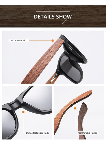 GM Environment-Friendly Retro Walnut Wood Sunglasses UV400 Polarized Bamboo Sunglasses Men's Fashion Trendy Anti Blue Lens 7061h