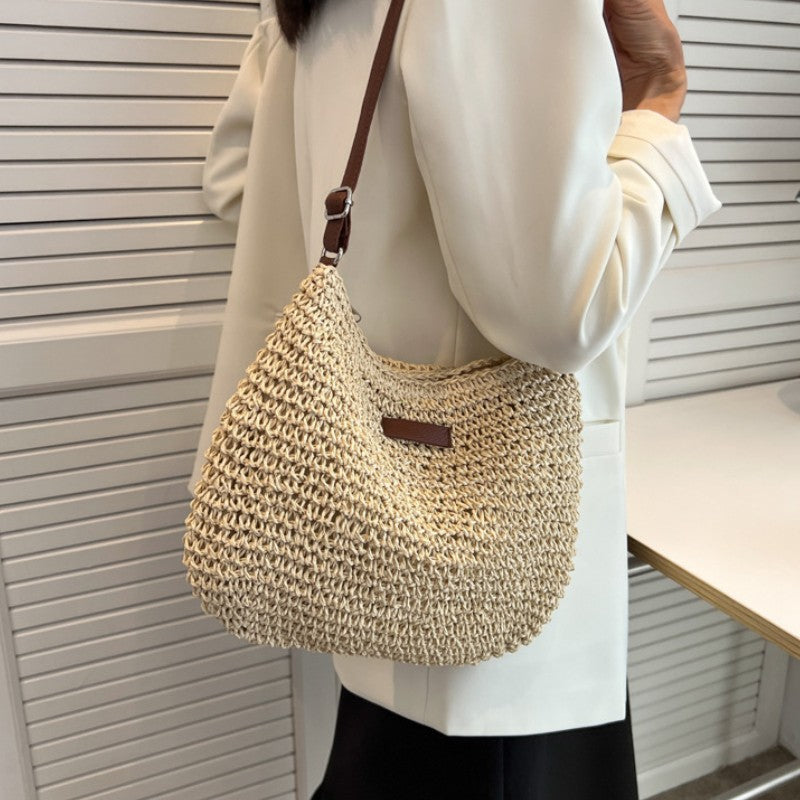 Fashion Straw Women Shoulder Bags Paper Woven Female Handbags Large Capacity Summer Beach Straw Bags Casual Tote Purses