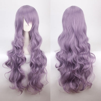 European and American style cos color anime wig, with foreign trade buckle net, universal, 80CM long, curly Synthetic fiber wig
