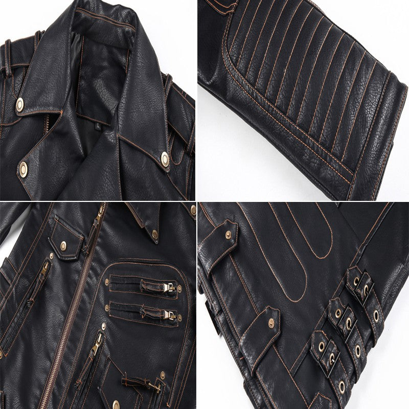 fashion Winter Winter Mens Leather Jacket Men Fashion Motorcycle PU Leather Jacket Cool Zipper Pockets Leather Coats Clothing