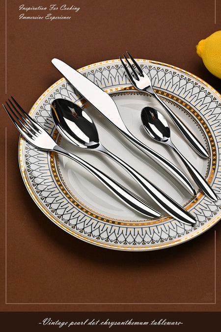5Pcs 304 stainless steel tableware set steak knife fork cutlery set restaurant kitchen Home commercial high-end dinnerware