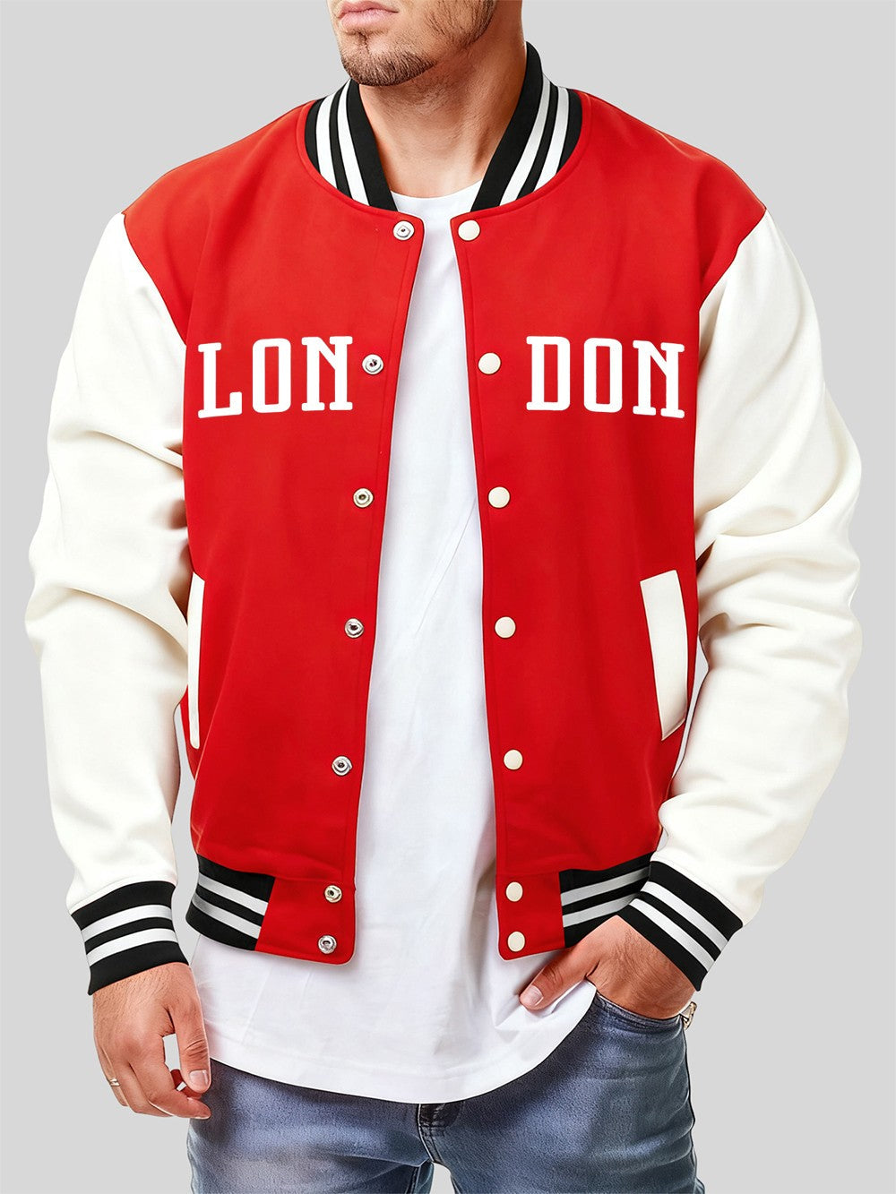 London Letter Prints Cotton Jackets Mens Winter Fleece Warm Baseball Jersey Fashion Pocket Coats Basics Comfortable Male Clothes