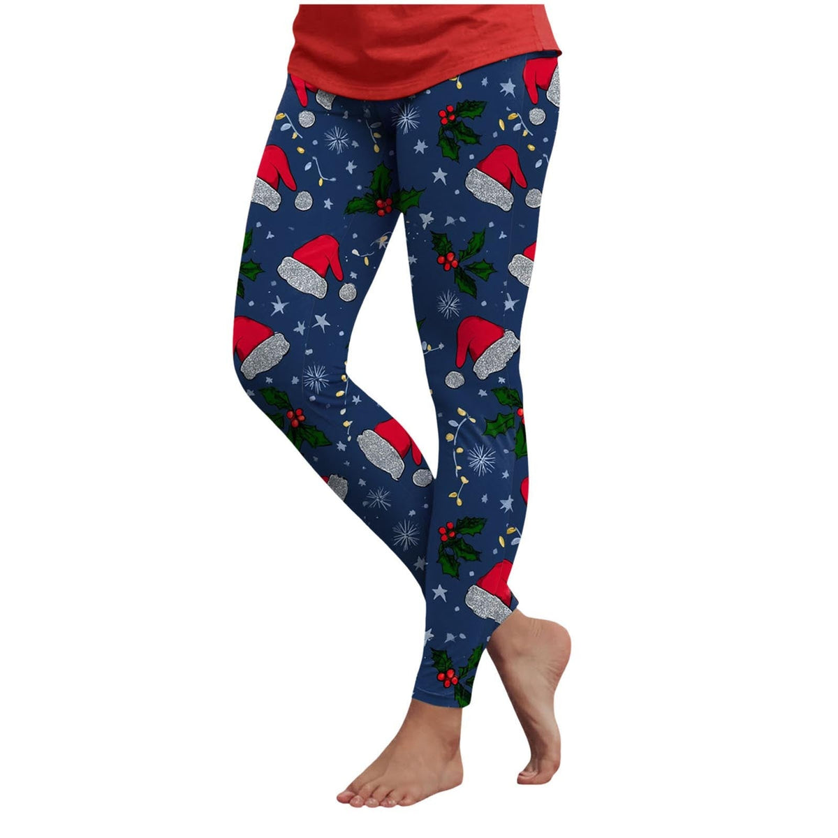 3d Cartoon Pattern Christmas Women's Leggings High Waist Slim Stretch High Waist Tights New Year Home Party Pant Bottom Legging