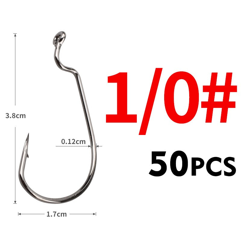 MEREDITH 50pcs/lot Fishing Soft Worm Hooks High Carbon Steel Wide Super Lock Fishhooks Lure Softjerk Hooks 8#-5/0 Fishing Tackle