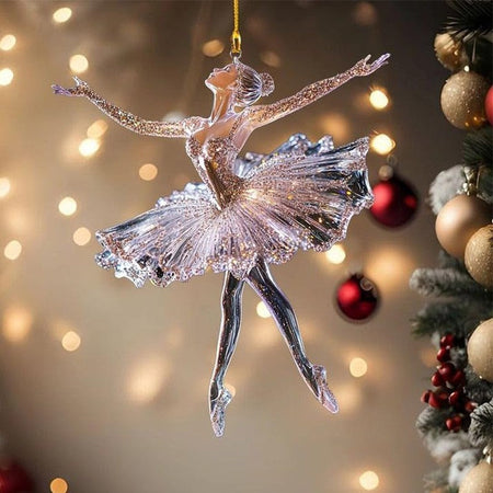 Sparkling Ballerina Christmas Ornament, Acrylic Ballerina Dance Ornament, Crystal Ballet Ornament For Christmas Tree Decoration
