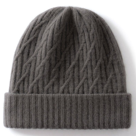 Autumn Winter 100% Cashmere Hat Double Layer Thickened Reversible Cold-Proof Unisex Knitted Wool Hat Versatile Ear Protection