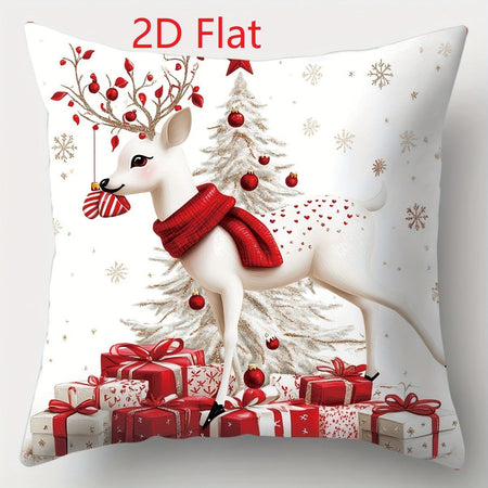1pcs 2D Christmas Pillow Cover Xmas Party Decoration 2025 Xmas Holiday Santa Claus Pillow Cover Navidad Natal New Year Gift 2026