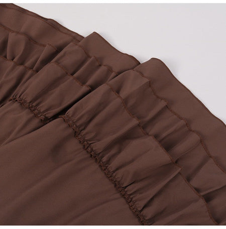 Brown Ruffled High Waisted Long Victorian Skirt Steampunk Skirts Womens Party Wear Gothic Vintage Clothes Medieval Costume Sexy