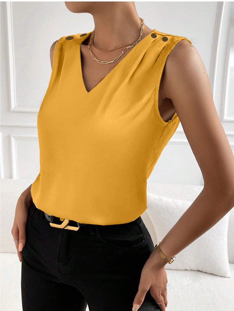 Solid Casual Loose Sleeveless Blouses For Women Fashion Summer Women's Oversized Shirts And Blouses Elegant Youth Female Tops