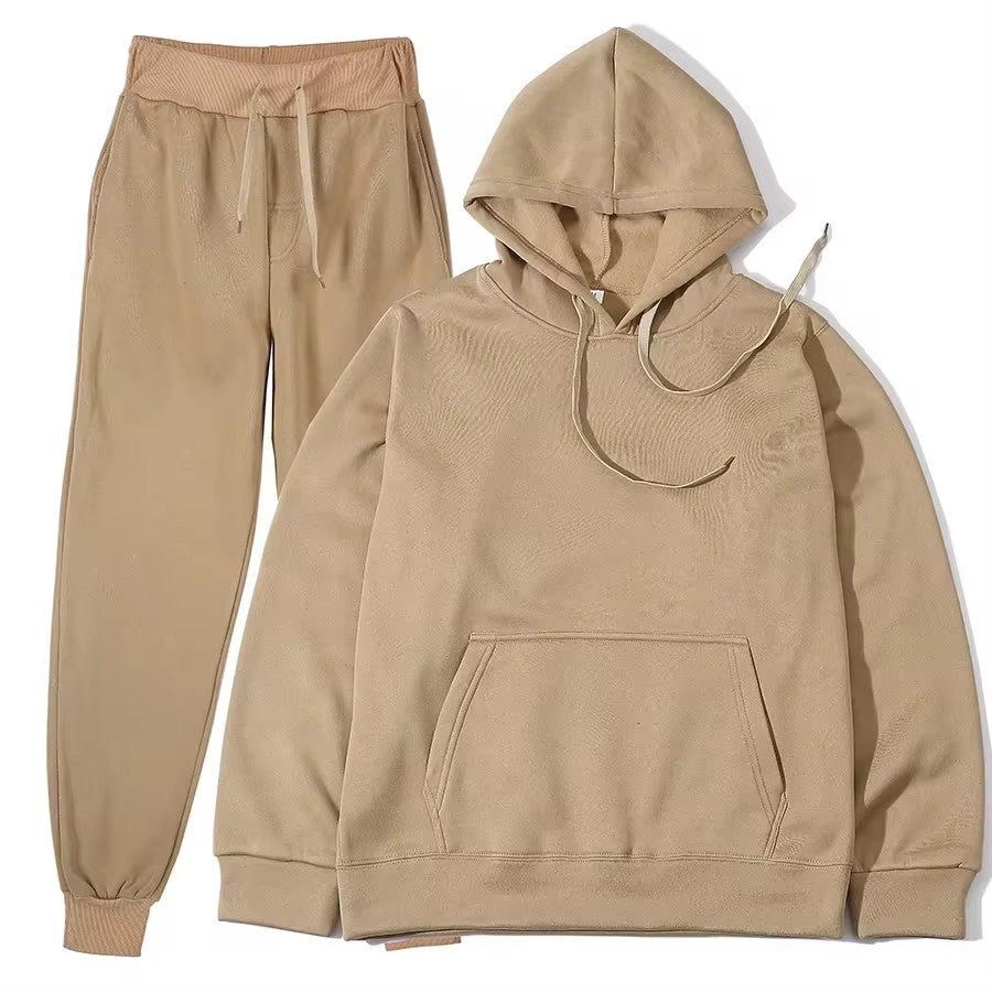 2025 Men's Autumn and Winter New Solid Color Hoodie+pants Two-piece Set Fashionable Casual Sports Set Size S-3XL Men's Tracksuit