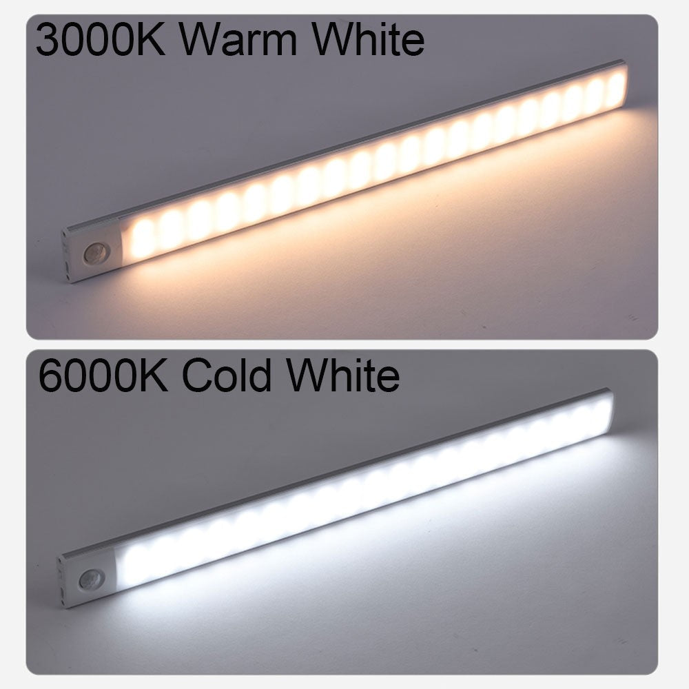 LED Cabinet Light Type C Rechargeable Motion Sensor Night Lights for Kitchen Wardrobe Cabinet Lighting 10cm/20cm/30cm/40cm/50cm