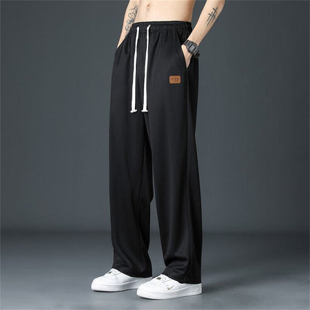 Black Straight Pants for Men's Summer Wide Leg Pants Casual Harajuku Student Pants High Street Trousers Gray Cool Sweatpants