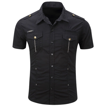 Euro Size White Short Sleeve Men's Uniform Shirt Safari Shirt Summer Casual 100% Cotton Cargo Outdoor Pocket Work Shirts for Men