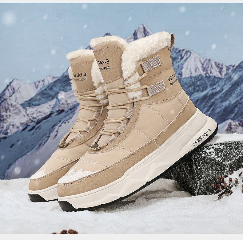 Men's Winter Plus Velvet Warm High-top Down Bread Shoes Waterproof and Non-slip Cotton Shoes Men's Big Boots==bottes Pour Hommes