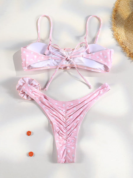 Brown Color Bikinis Bow Swimwear Women'S Summer Swimsuit 2025 Sexy Bikini Set Low Waist Beachwear Push Up Bathing Suits