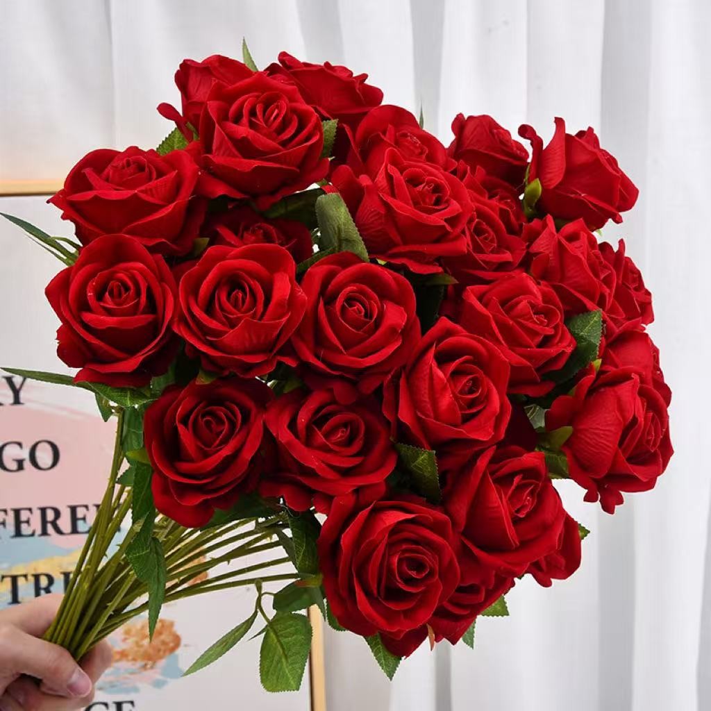 1~20pcs Artificial rose decoration Red rose Realistic artificial flowers Fake flowers Wedding dining table home decoration