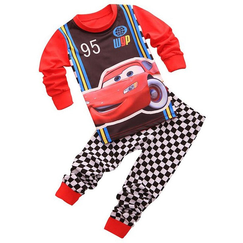 Kids Pajamas Sets Baby Girls and Boys Lightning Mcqueen Pyjamas Cotton Clothes 95 Car Cartoon Long sleeve T-shirt+Pants pyjama