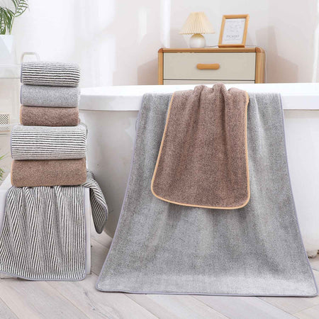 4pcs Basics Towel Set - Soft, Absorbent & Lightweight, Includes 2 Bath Towels & 2 Hand Towels, Ideal for Bathroom Use