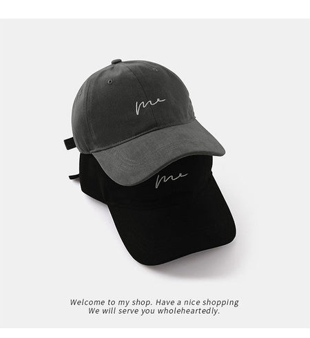 Retro Retro Embroidered Baseball Hat New Big Headed Duck Tongue Hat Letter Fashion Sunshade Hat Women's Adjustable Sports Hat