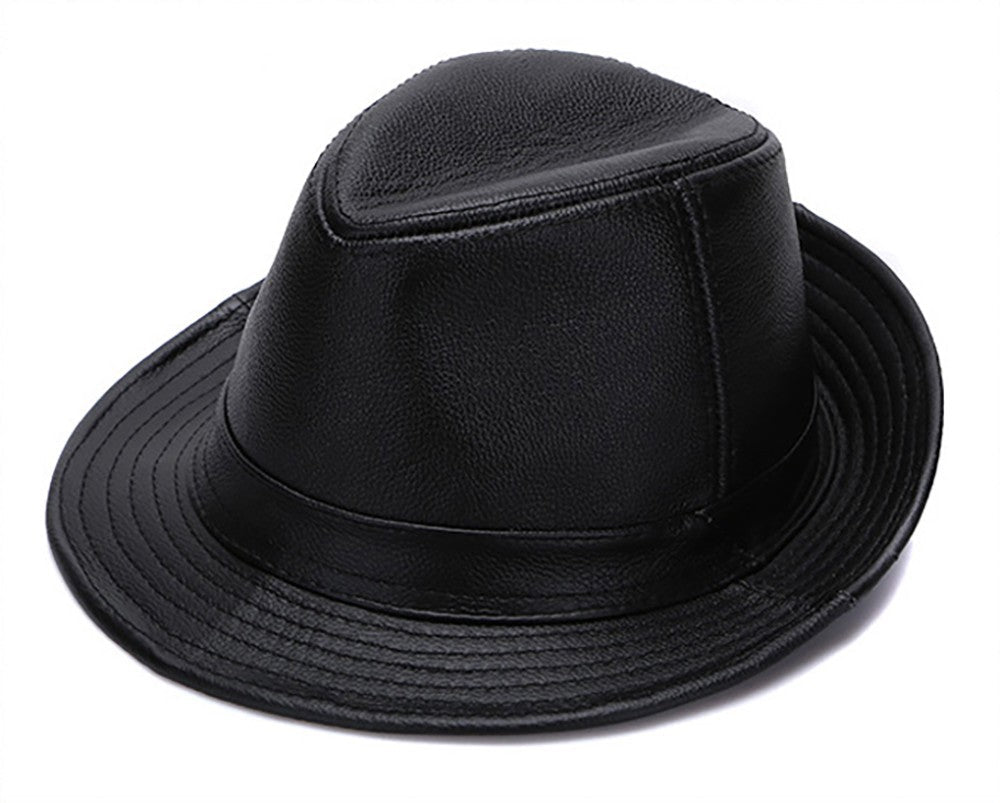 New Style Autumn Winter Warm Cowboy  100% Real Cowhide Leather Hats Men Real Genuine Cowhide Leather Top Hats Men Fashion Caps