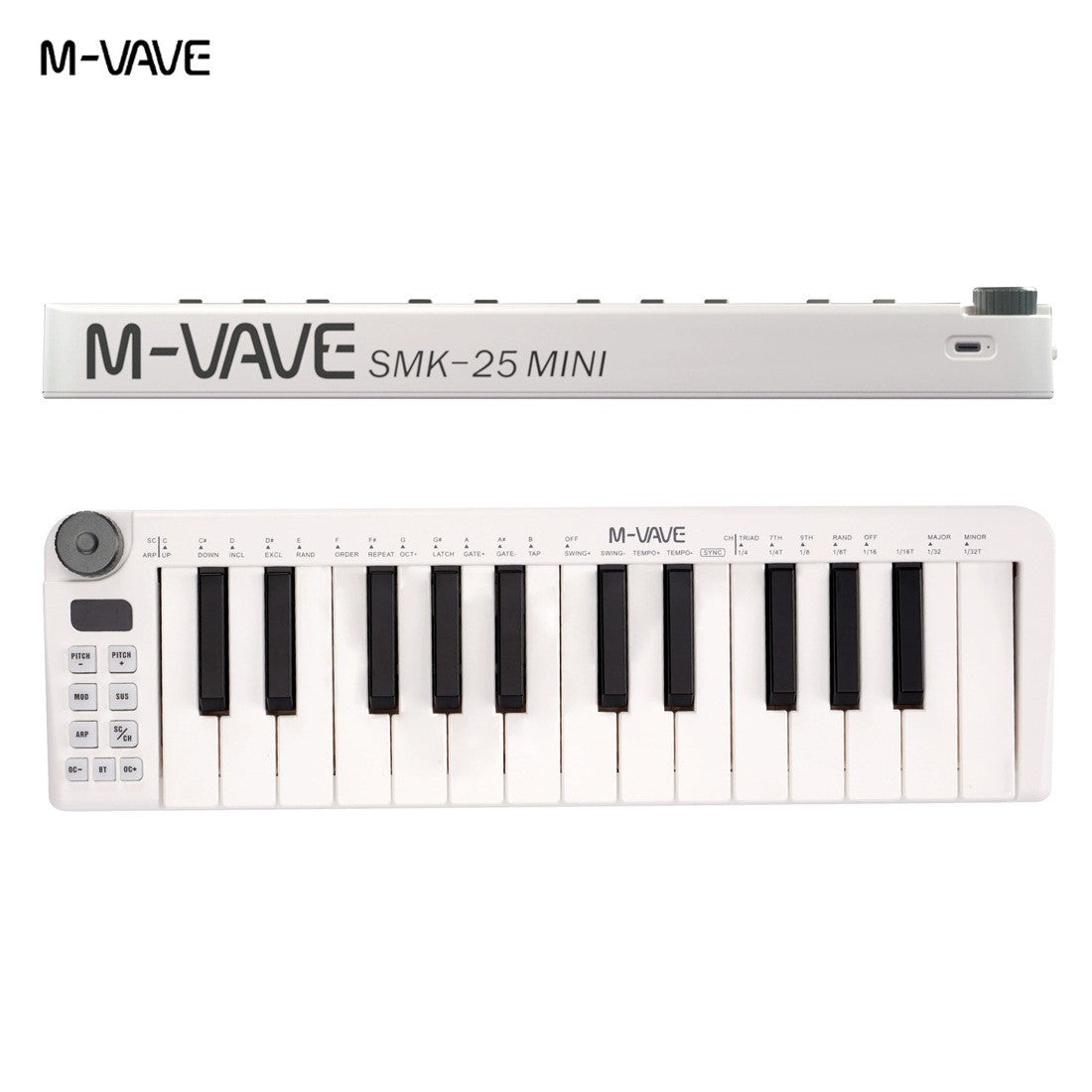 M-VAVE SMK-25 II MIDI Pad Controller Keyboard USB Mini 25 Key,16 RGB Drum Pads,8 Knobs and Music Production,Software Included