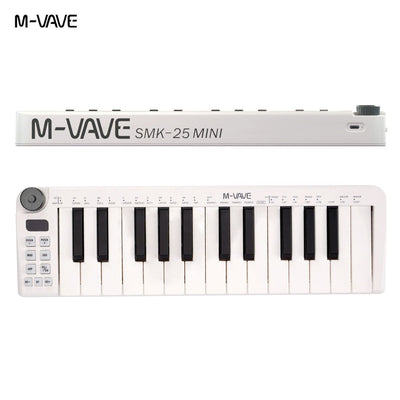M-VAVE SMK-25 II MIDI Pad Controller Keyboard USB Mini 25 Key,16 RGB Drum Pads,8 Knobs and Music Production,Software Included
