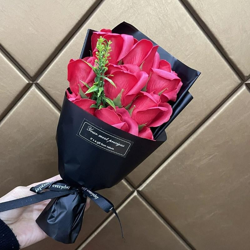 9 Heads Soap Flower Rose Bouquet Artificial Flower For Christmas Wedding Birthday Party Valentine's Day DIY Gift Home Decoration