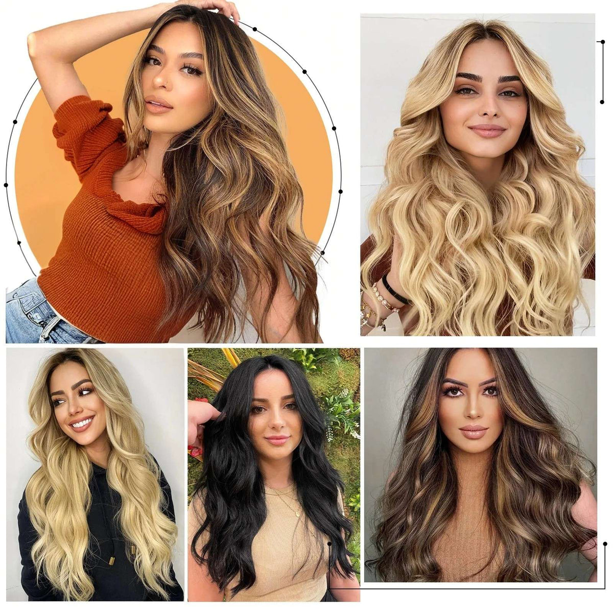 4Pcs/Set 20Inch Synthetic Hair Clip In Long Wavy Thick Hairpieces For Women Full Head Synthetic extenciones para el cabello
