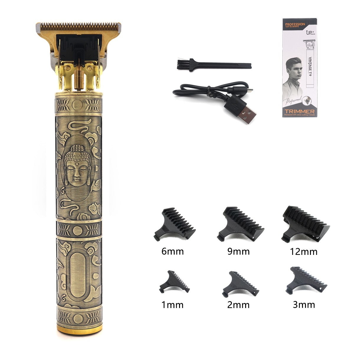 T9 Professional Hair Trimmer Machine Metal Body Stainless Steel Blade Hair Clipper Beard Trimmer for Men Finishing Machine
