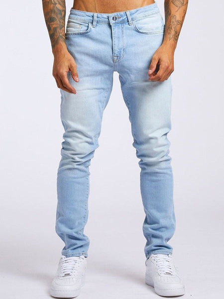 Mens Jeans Elastic Skinny Solid Color Stretch Pencil Pants Slim Fit Denim Jeans Jogging Streetwear Cowboy Casual Trousers Blck