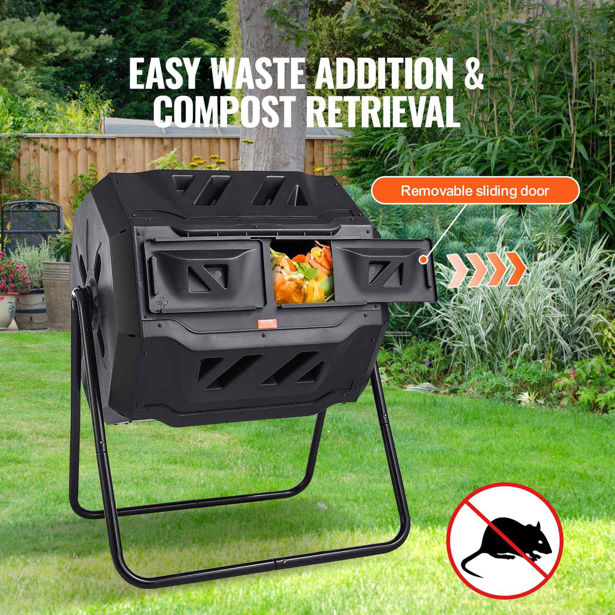 SucceBuy Compost Bin 18.5/37/43Gal Dual Chamber Composting Tumbler BPA FreeComposter Bin Tumbler for Garden Kitchen Yard Outdoor
