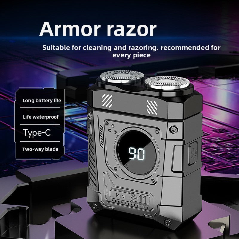 Powerful Dual Blade Mini Electric Smart Shaver Digital Display Beard Trimmer Tool 36Db Household& Car