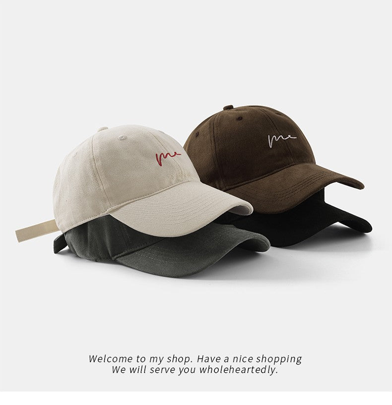 Retro Retro Embroidered Baseball Hat New Big Headed Duck Tongue Hat Letter Fashion Sunshade Hat Women's Adjustable Sports Hat