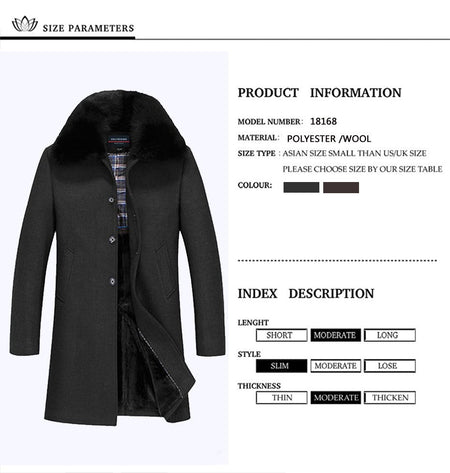 winter jackets men thicken woolen coat long outwear male warm overcoats fur wool & blends mens clothing l-4xl #18168 Holyrising